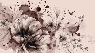 水墨花卉泼墨艺术插画