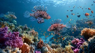 斑斓海底世界的狮子鱼