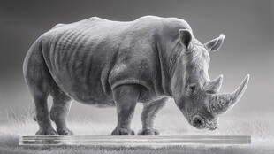 站立的白犀牛雕塑