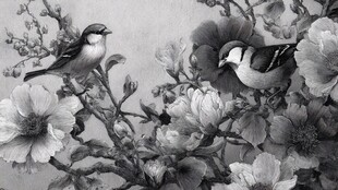 黑白花鸟图