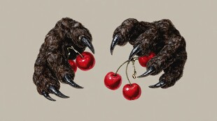 兽爪握红樱桃奇幻画面