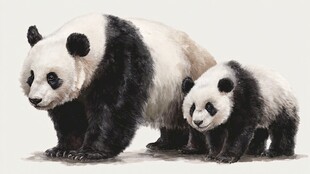 熊猫母子图