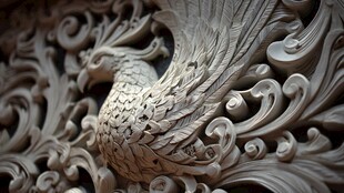 凤凰木雕细节特写