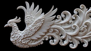 白玉凤凰浮雕艺术作品