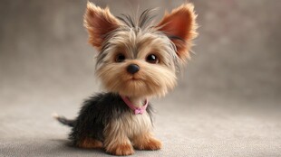 可爱约克夏小狗乖巧卖萌