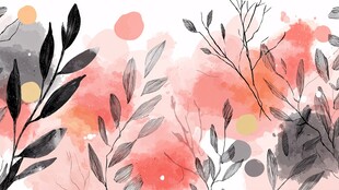 水彩风植物枝叶装饰画