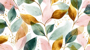 水彩风多彩叶片图案背景