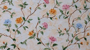 手绘花卉纹理墙面图案