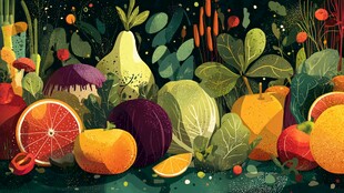 多彩蔬果插画 展现自然生机