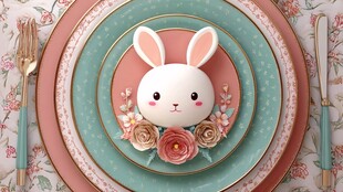 兔子主题精美餐盘装饰