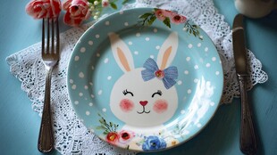 可爱兔子图案陶瓷餐盘