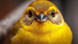 金黄小鸟的灵动特写