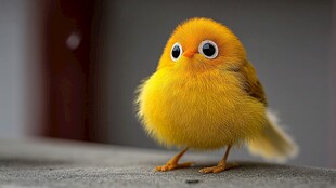 可爱小黄鸟呆萌模样