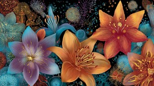 梦幻绚丽花朵宇宙艺术图景