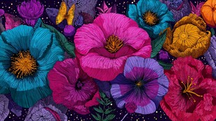 缤纷花卉梦幻图案