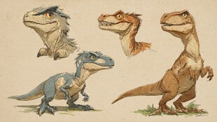 可爱恐龙角色设计草图