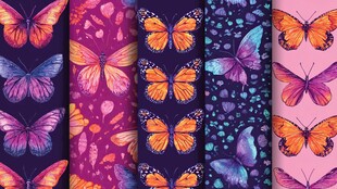 多彩蝴蝶图案布料纹理