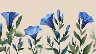 蓝色牵牛花插画