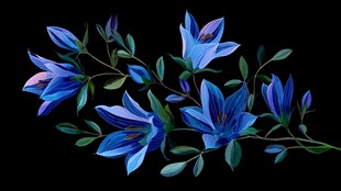 蓝色花卉枝叶的优雅景致