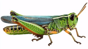 翠绿多彩的蚱蜢特写