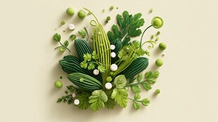 清新绿植组合创意构图