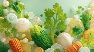 多彩立体蔬菜艺术画面