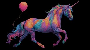 梦幻独角兽携气球奔腾