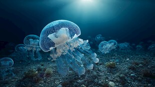 梦幻水母在深海悠然游动