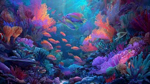 梦幻绚丽的海底鱼群景观