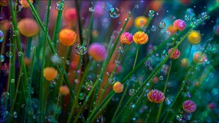 梦幻花草间的晶莹水珠