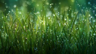 晨露中的嫩绿青草