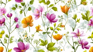 缤纷花卉无缝图案设计