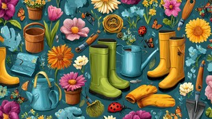 缤纷园艺元素插画