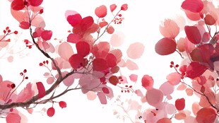 粉色花卉枝条水彩背景图