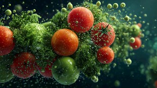 缤纷果蔬悬浮梦幻场景