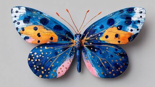 彩绘蓝蝶 灵动艺术之美