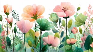 春日烂漫花卉插画