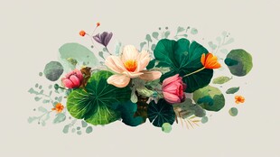 水墨风荷花荷叶插画