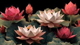 纸艺荷花绽放