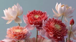 多彩莲花绽放优雅风姿