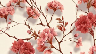 粉色繁花树枝唯美图案