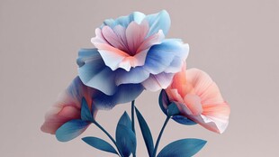 梦幻渐变三色花朵插画