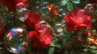 玫瑰与泡泡的梦幻景致