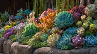 多彩多肉植物盆栽景观