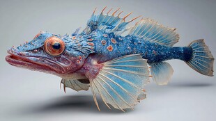 奇异蓝纹鱼特写