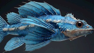 蓝色尖刺奇异鱼特写