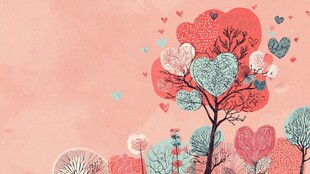 爱心树插画 浪漫温馨氛围