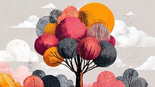 梦幻多彩树木插画