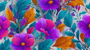 缤纷花卉图案 色彩绚丽