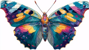 梦幻多彩蝴蝶插画